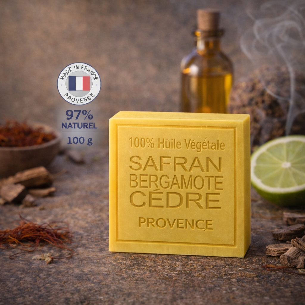 Savon Safran Bergamote Cèdre 100g - Artisanal parfum de Grasse