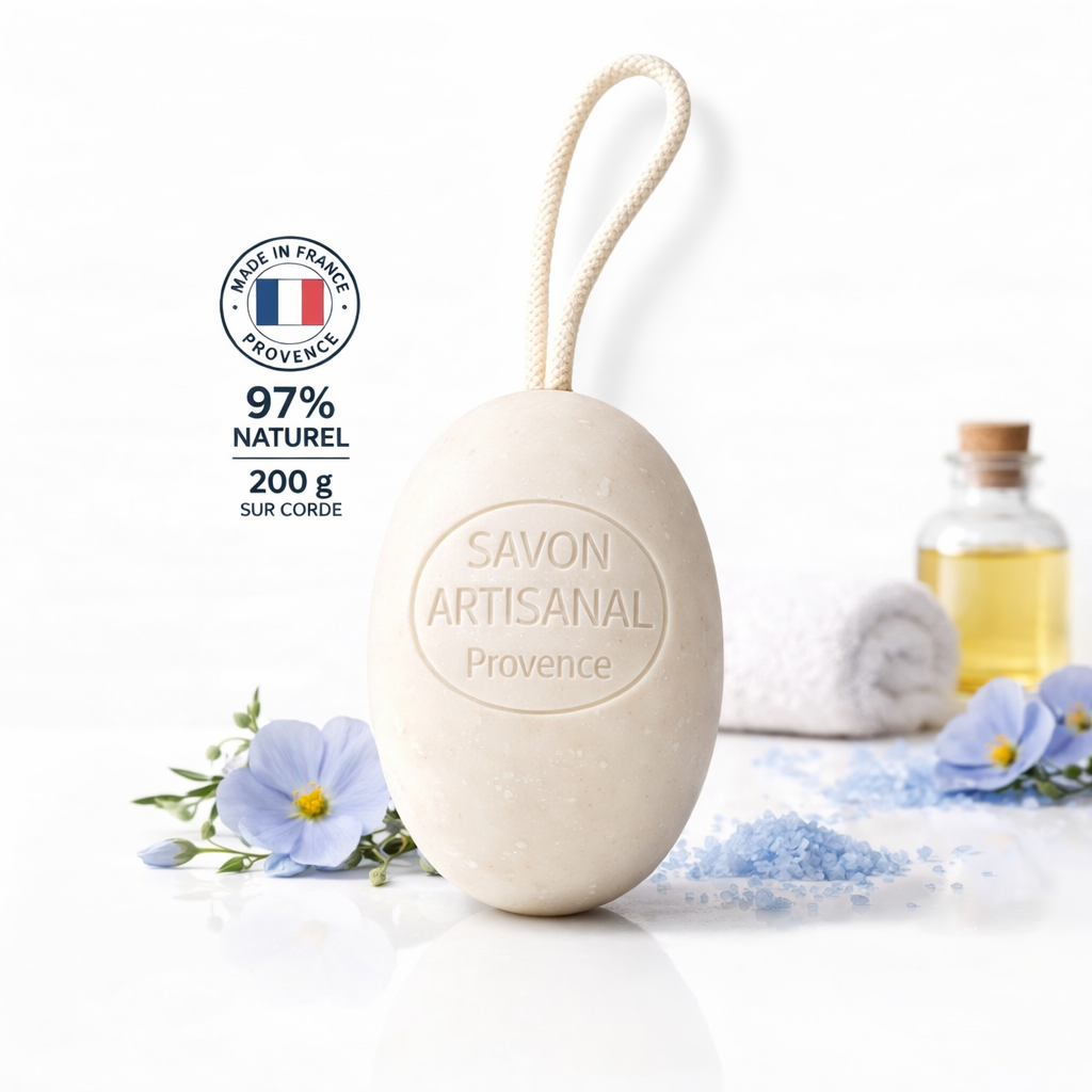 Savon Fleur de lin sur corde 200g – Savon artisanal parfum de Grasse