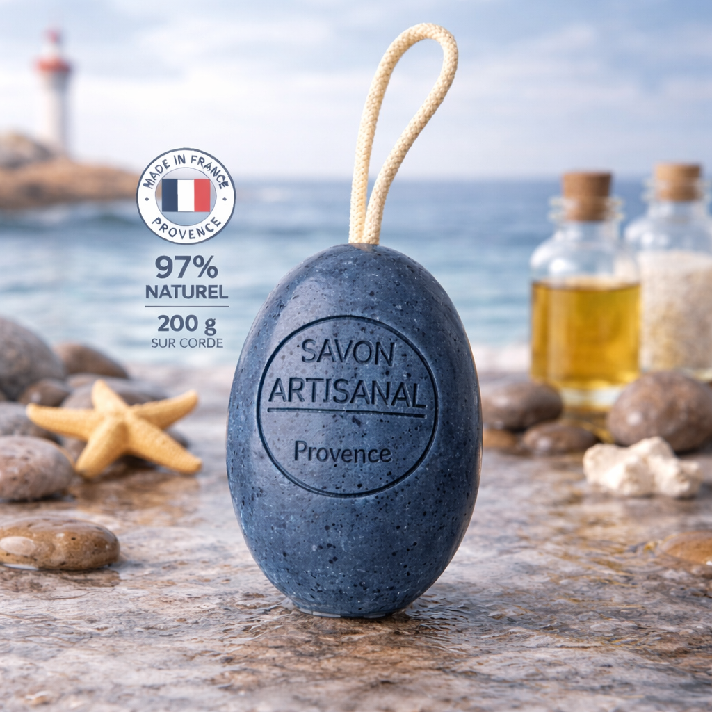 Savon Marine exfoliant sur corde 200g – Savon artisanal parfum de Grasse