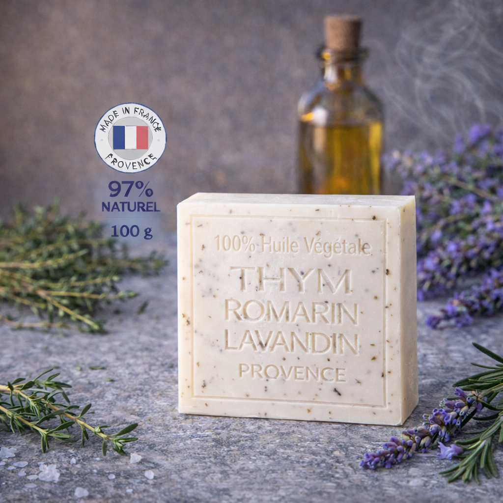 Savon Thym Romarin Lavandin exfoliant 100g - Artisanal parfum de Grasse