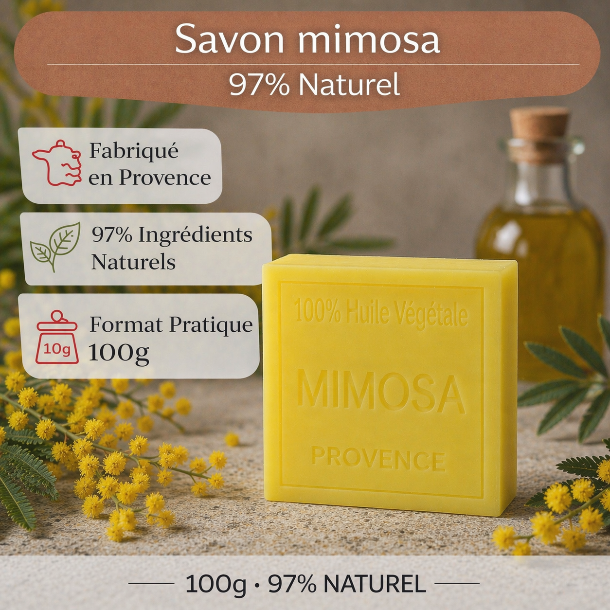 Savon Mimosa 100g - Artisanal parfum de Grasse