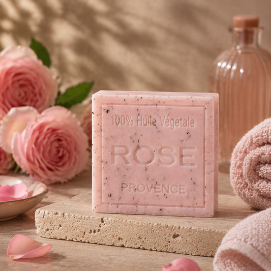 Savon Rose exfoliant 100g - Artisanal parfum de Grasse