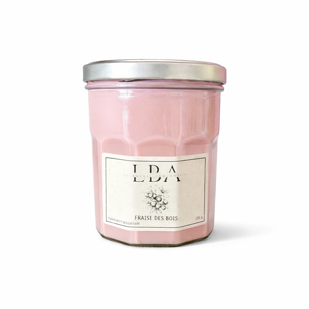 Bougie artisanale Fraise des bois – Cire végétale – Collection Gourmande