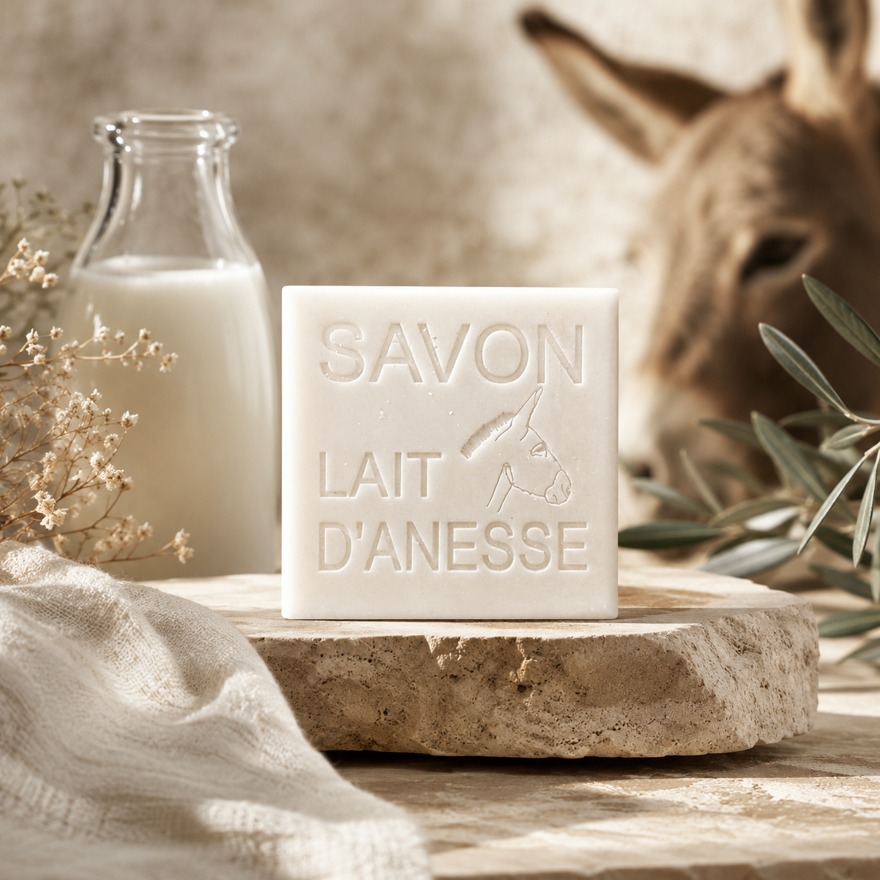 Savon au lait d’ânesse 100g – Savon artisanal naturel fabriqué en France
