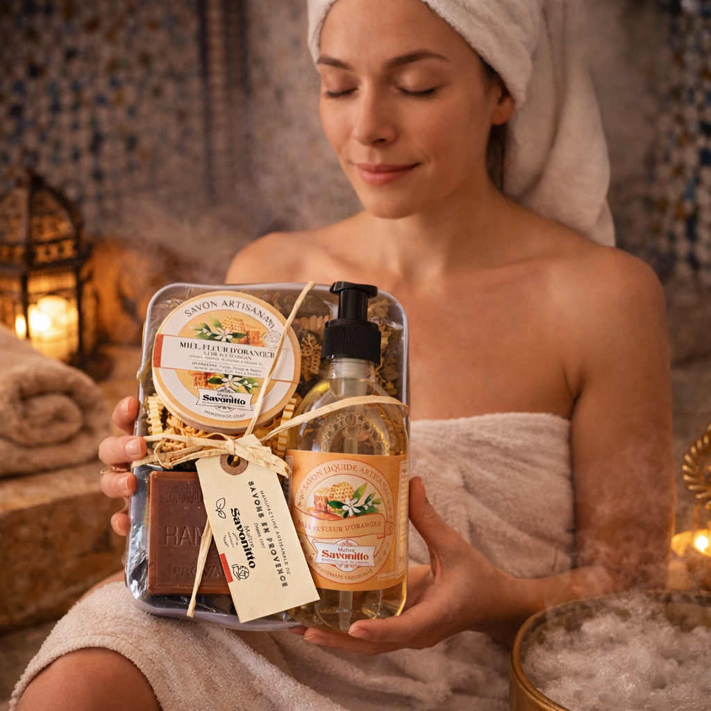 Coffret Hammam Miel & Fleur d’Oranger – Savons Artisanaux & Soin Oriental