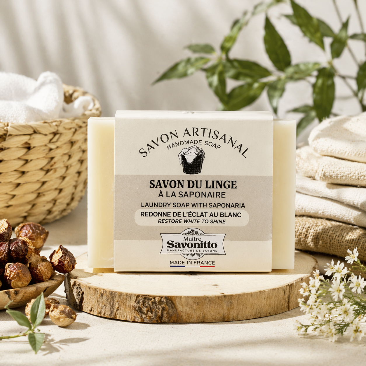 Savon du linge à la Saponaire 100g – Savon détachant naturel pour textiles
