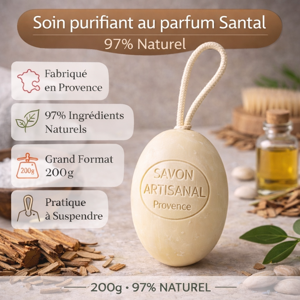 Savon Santal sur corde 200g – Savon artisanal parfum de Grasse