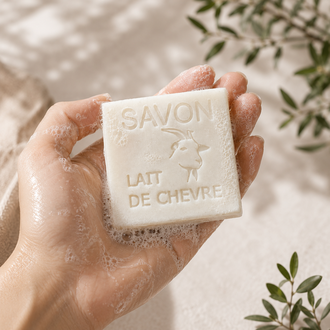 Savon au lait de chèvre sans parfum 100g – Savon naturel artisanal fabriqué en France