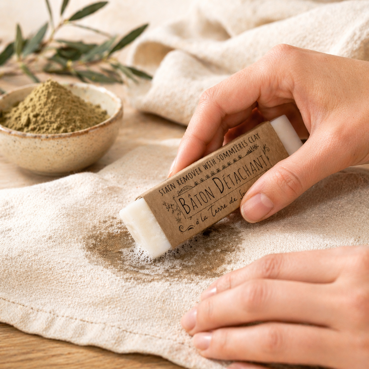 Bâton détachant à la Terre de Sommières – Savon détachant naturel textile