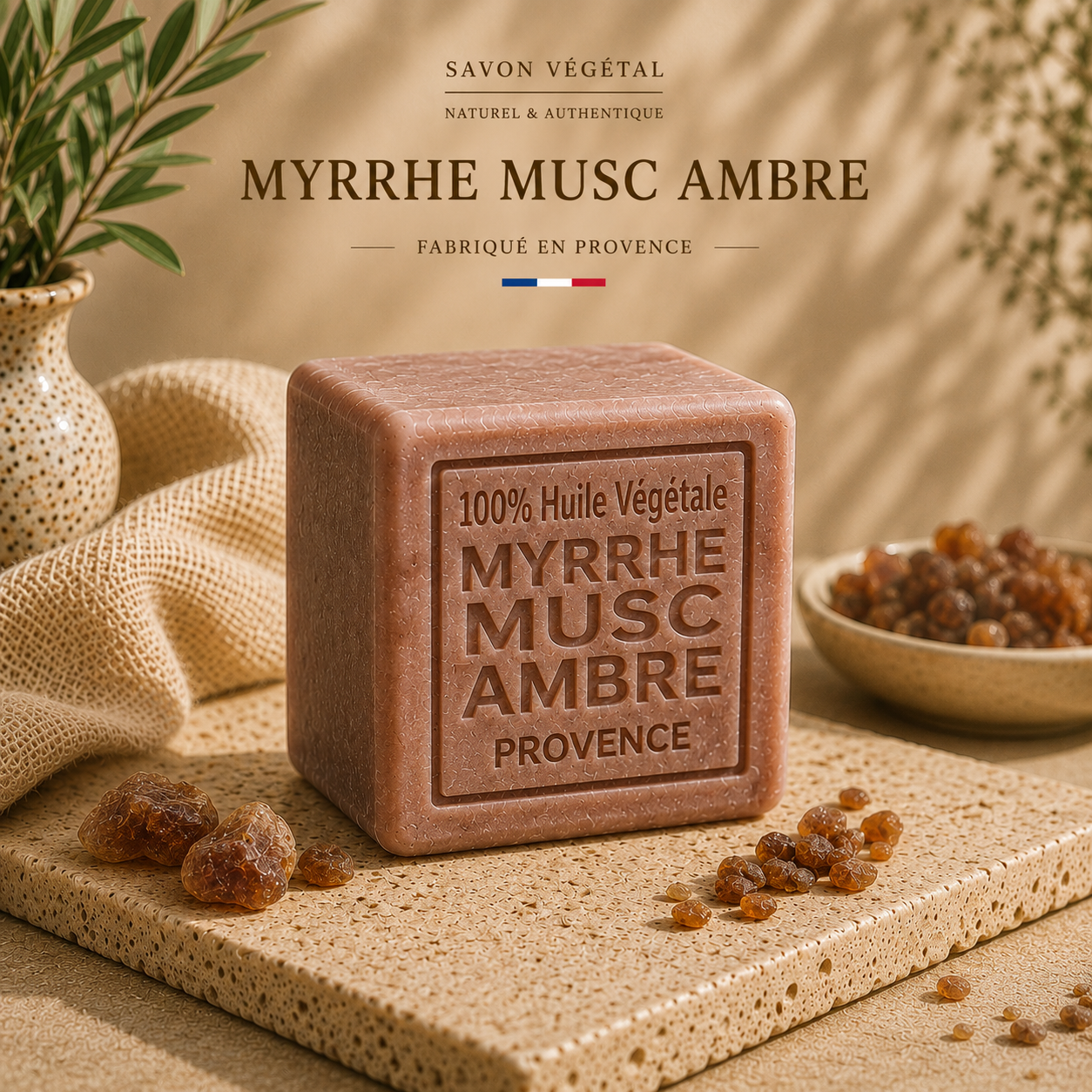 Savon Myrrhe Musc Ambre 260g - Artisanal parfum de Grasse