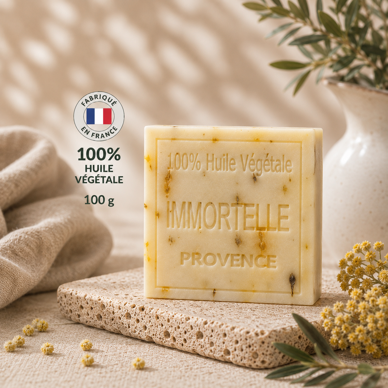 Savon Immortelle de Provence 100g – Savon artisanal naturel à l’huile végétale
