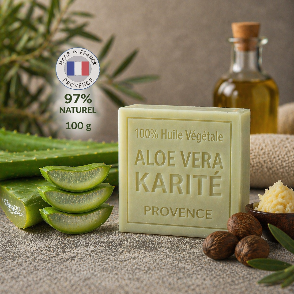 Savon Aloé Véra Karité 100g - Artisanal parfum de Grasse