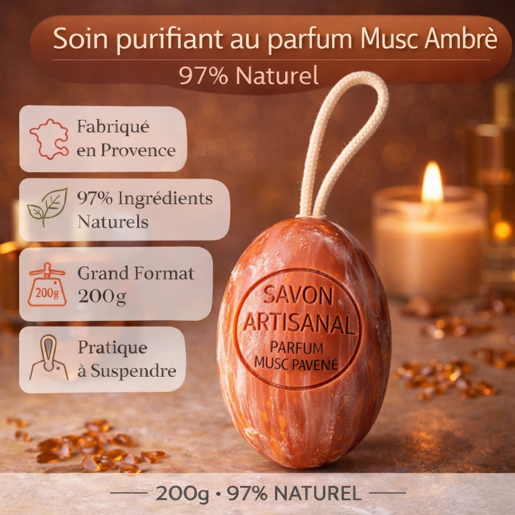 Savon Musc sur corde 200g – Savon artisanal parfum de Grasse