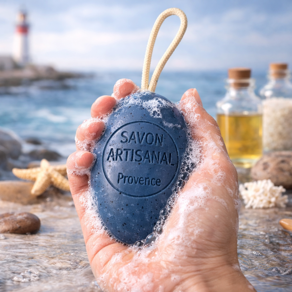 Savon Marine exfoliant sur corde 200g – Savon artisanal parfum de Grasse