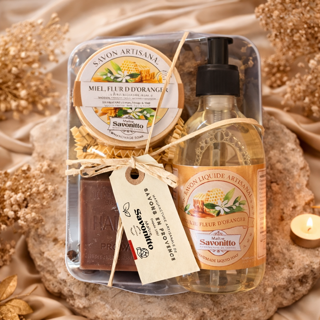 Coffret Hammam Miel & Fleur d’Oranger – Savons Artisanaux & Soin Oriental