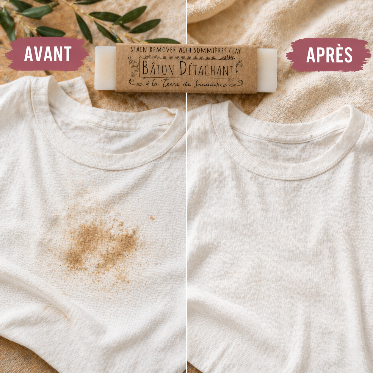Bâton détachant à la Terre de Sommières – Savon détachant naturel textile