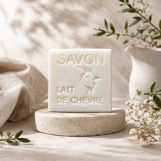 Savon au lait de chèvre sans parfum 100g – Savon naturel artisanal fabriqué en France