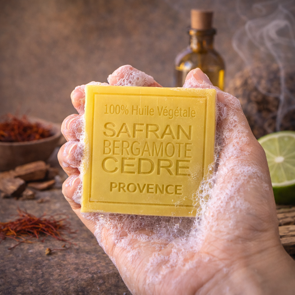 Savon Safran Bergamote Cèdre 100g - Artisanal parfum de Grasse