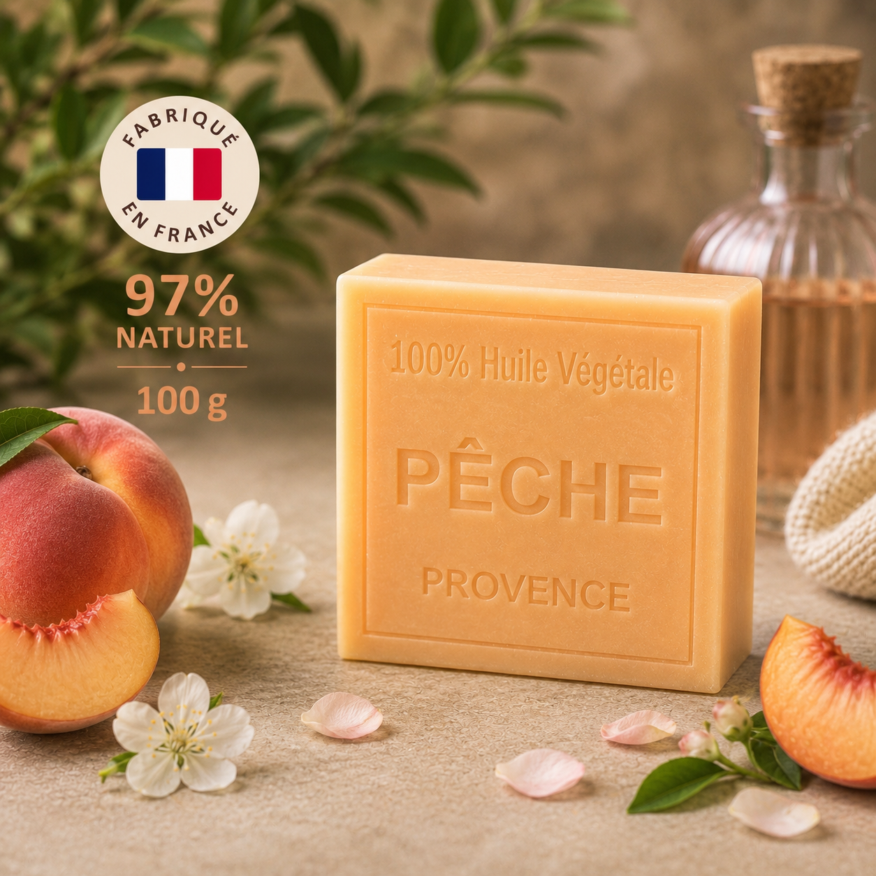Savon Pêche 100g - Artisanal parfum de Grasse