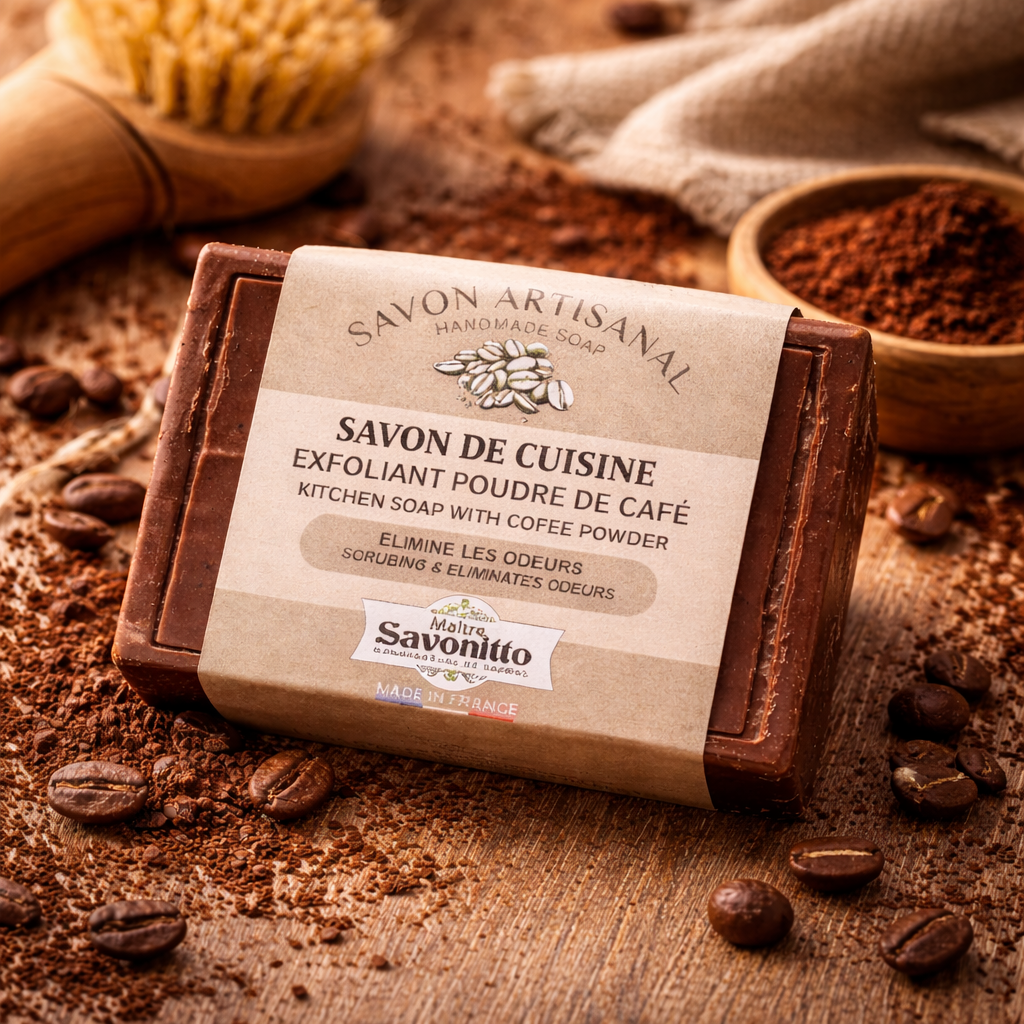 Savon de Cuisine exfoliant au Café 100g – Savon artisanal anti-odeurs pour les mains