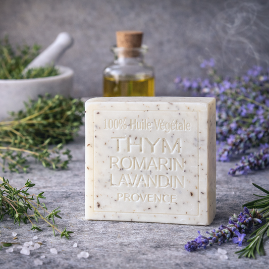 Savon Thym Romarin Lavandin exfoliant 100g - Artisanal parfum de Grasse