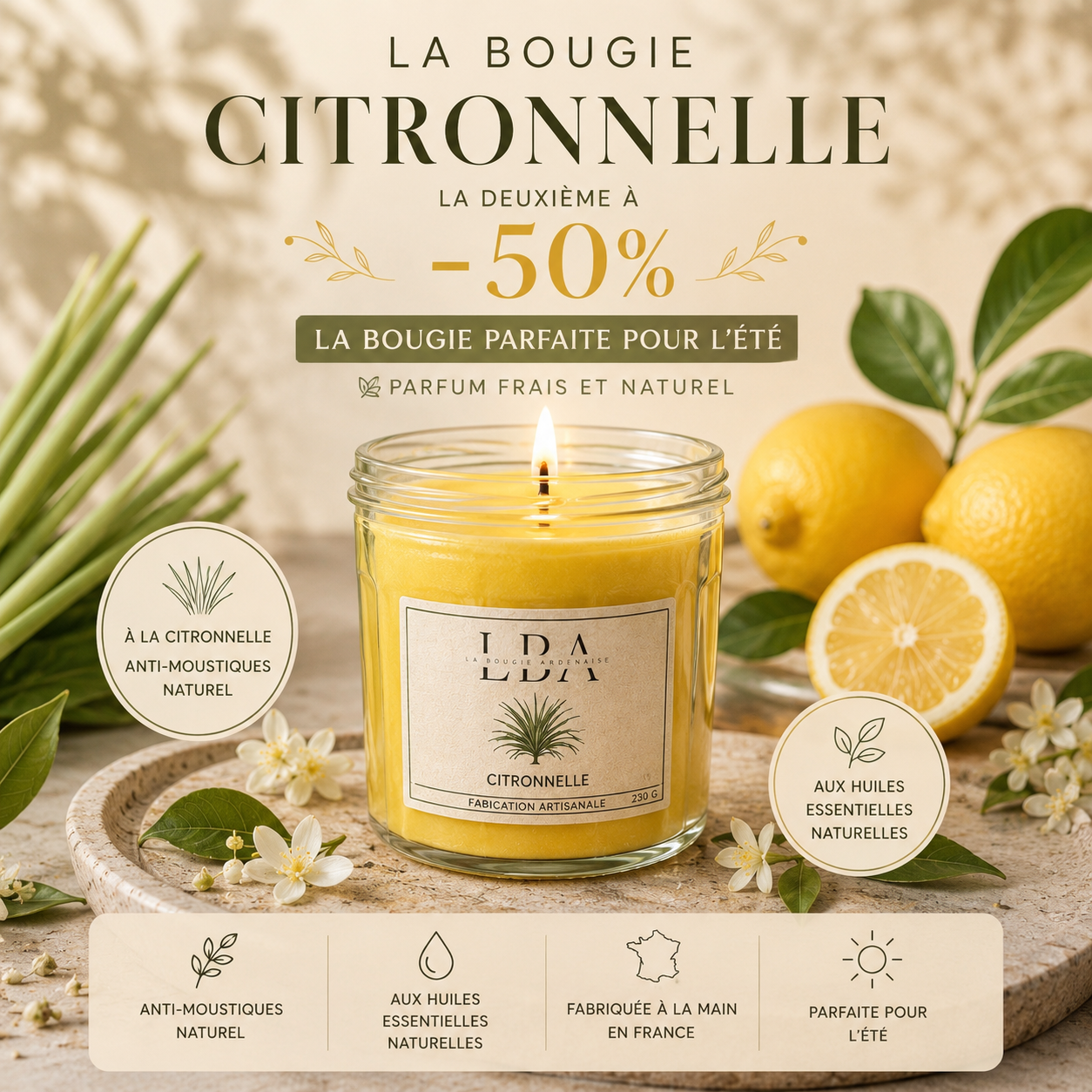 Bougie parfumée Citronnelle 230g