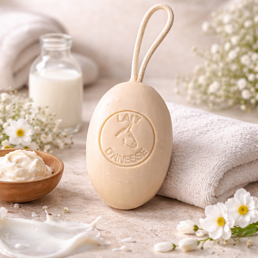 Savon Lait d'ânesse sur corde 200g – Savon artisanal parfum de Grasse