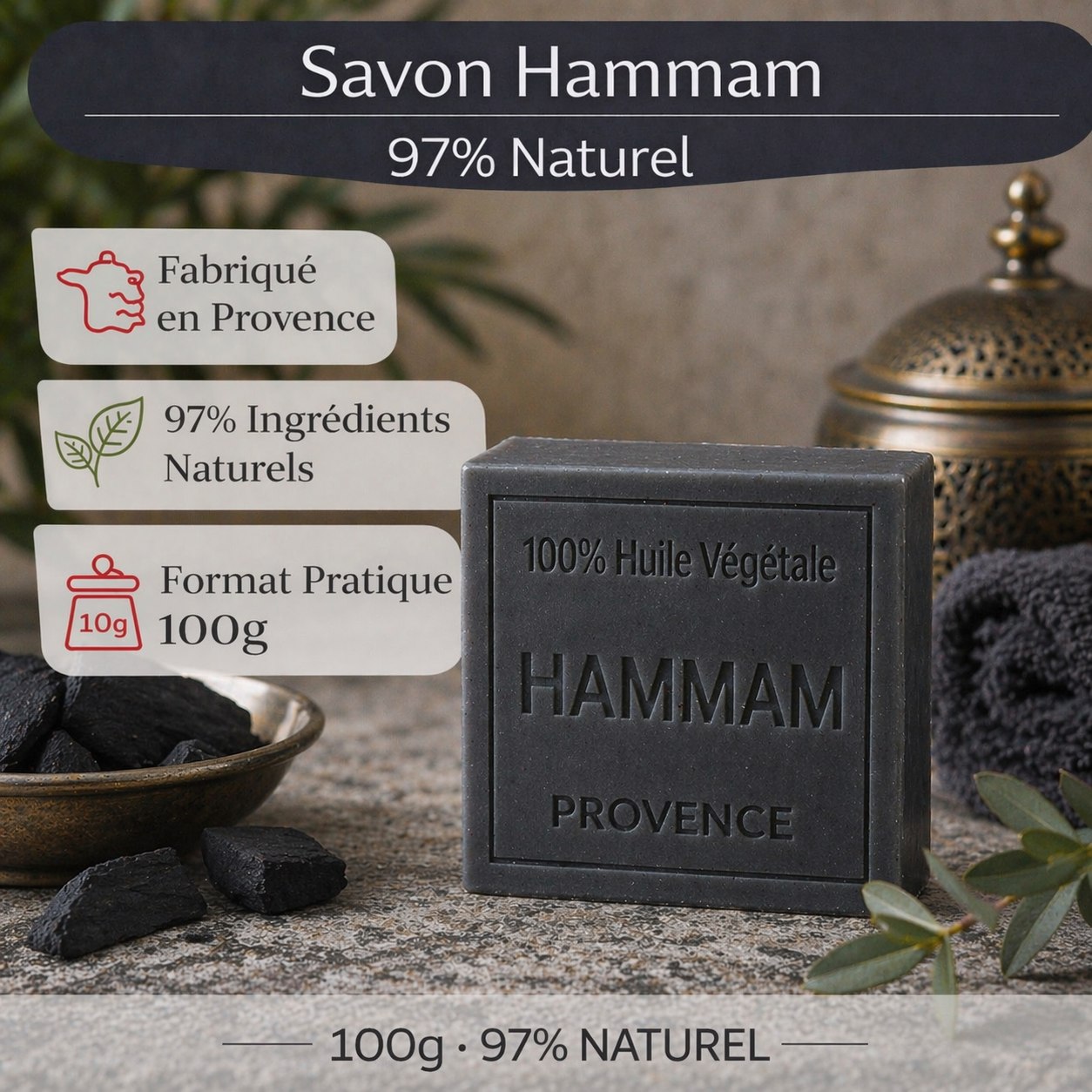 Savon Hammam 100g - Artisanal parfum de Grasse