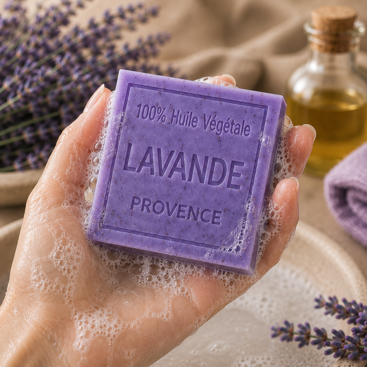 Savon Lavande exfoliant 100g - Artisanal parfum de Grasse