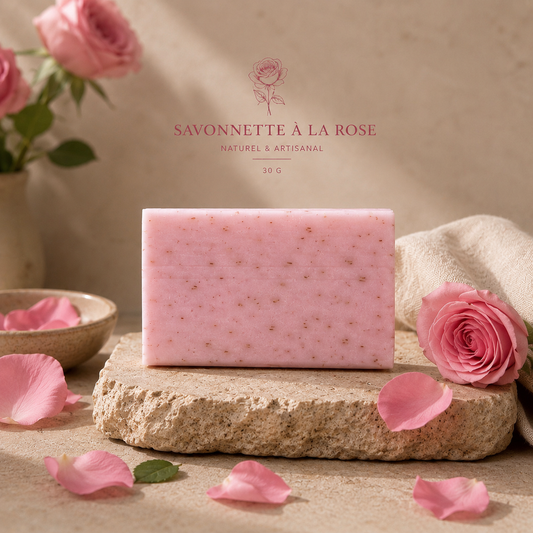 Savonnette Rose 30g – Savon artisanal parfumé à la rose – Parfum de Grasse