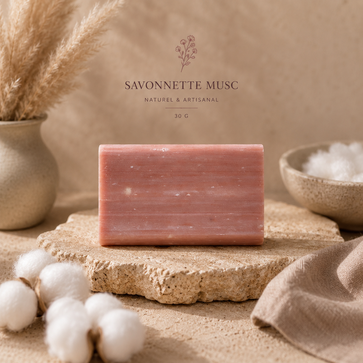 Savonnette Musc 30g – Savon artisanal parfumé– Parfum de Grasse