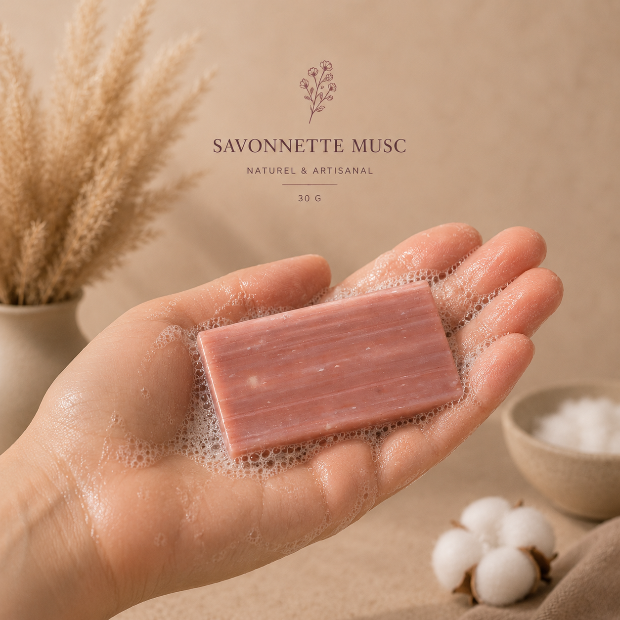 Savonnette Musc 30g – Savon artisanal parfumé– Parfum de Grasse