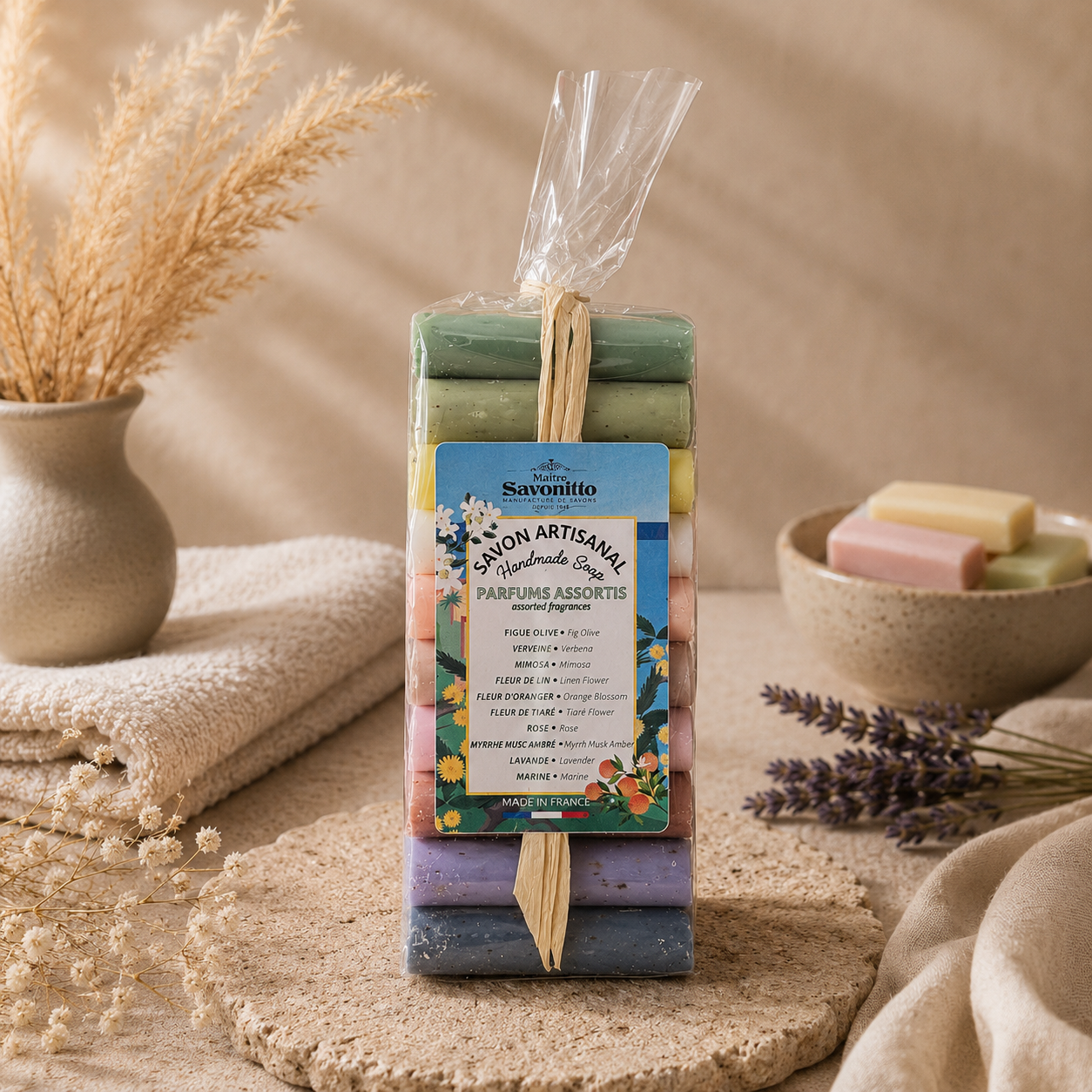 Lot de savons artisanaux parfumés assortis 24g – Coffret découverte
