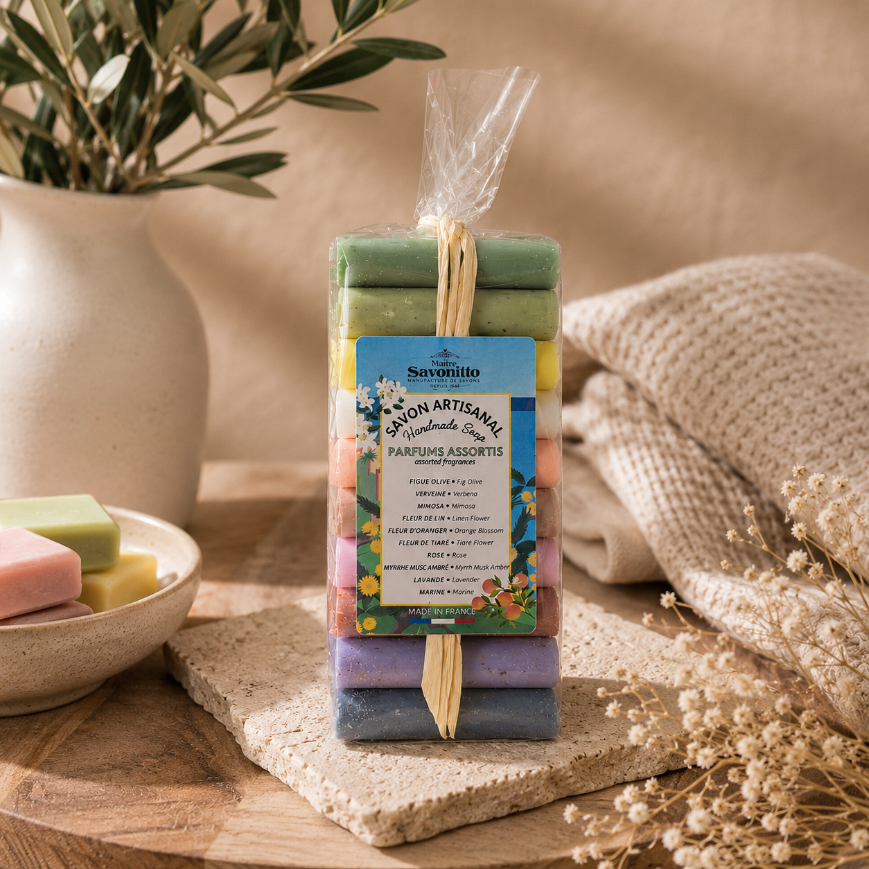 Lot de savons artisanaux parfumés assortis 24g – Coffret découverte