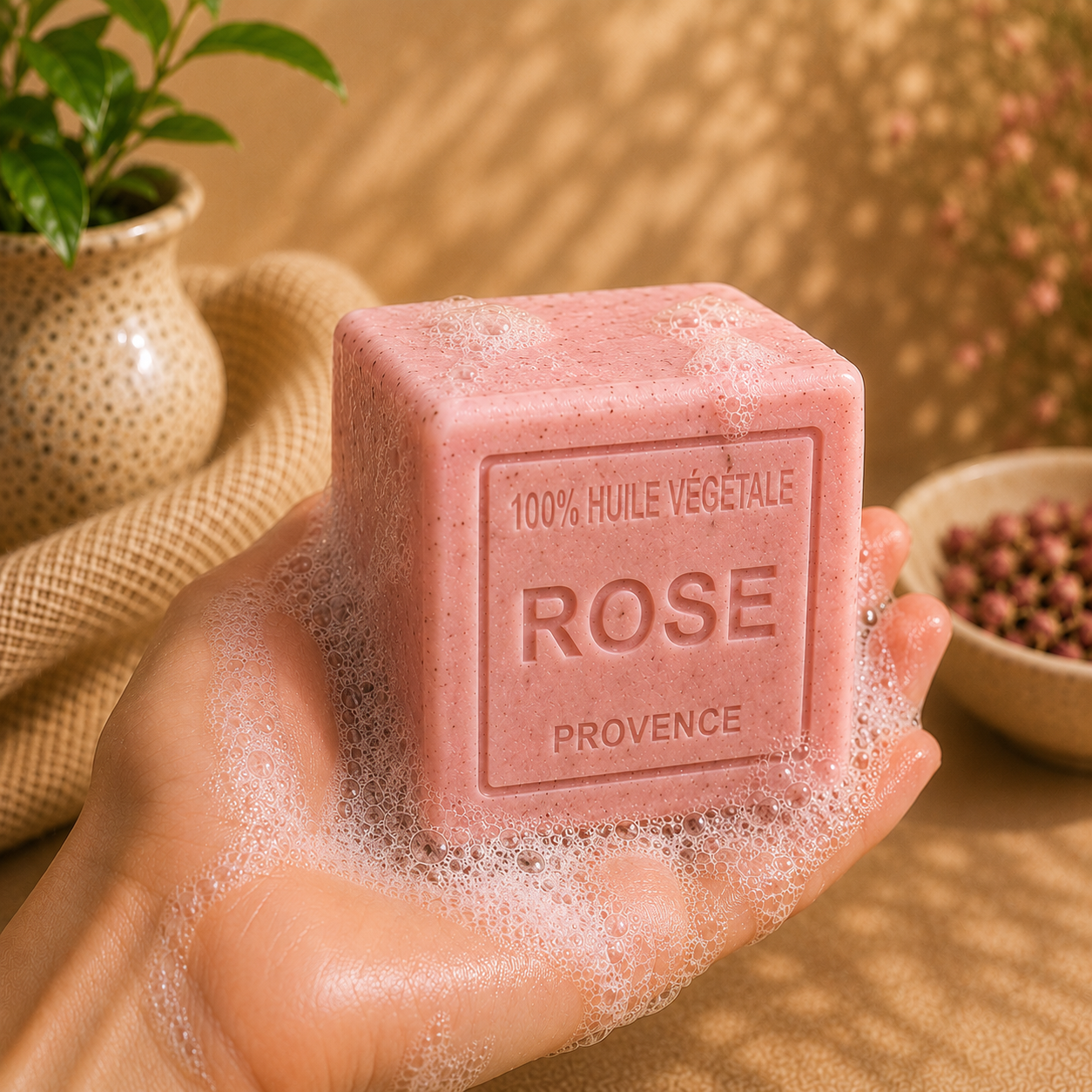 Savon Rose exfoliant 260g - Artisanal parfum de Grasse